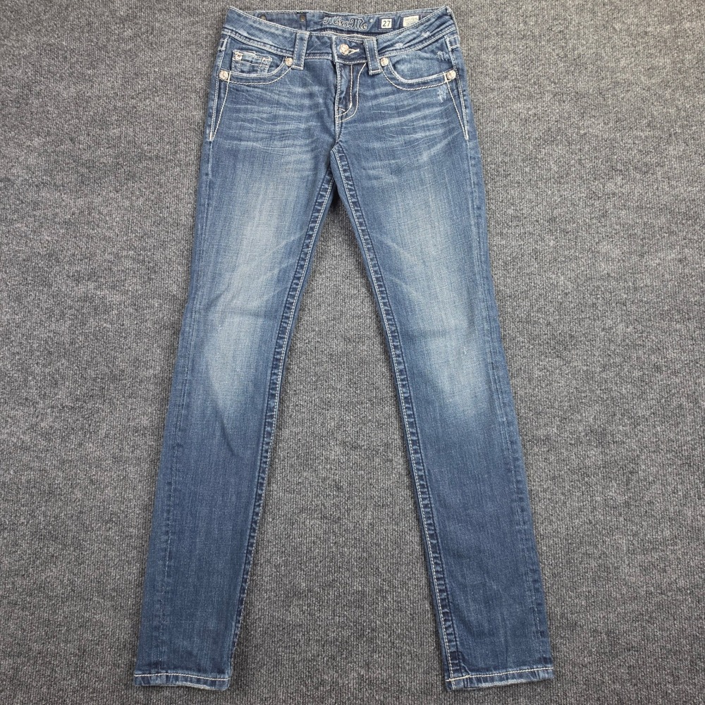 Miss Me Skinny Jeans Women's 27 Denim Low Rise Medium Wash Stretch Blue Y2K